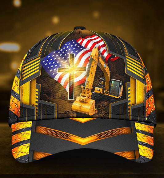 Faith American Flag Excavator Classic Cap For Casual Outfits Vacations And Everyday Styling