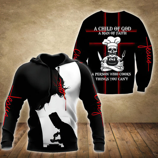 Christian Chef Skull Hoodie For Community Gatherings Seasonal Outings And Relaxed Comfort