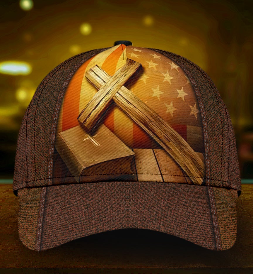 Faith Cross America Flag Classic Cap For Everyday Accessories Festivals And Relaxed Outings