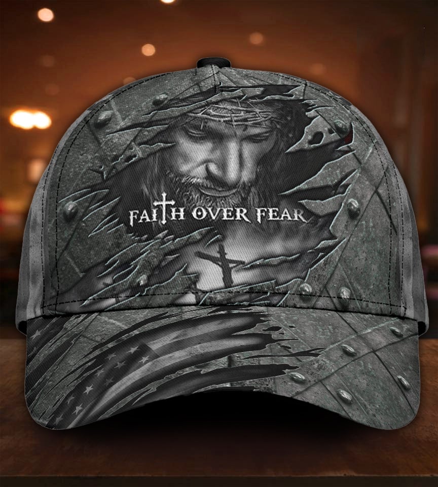 Faith Over Fear Black Classic Cap For Coastal Trips Outdoor Activities And Gift Giving