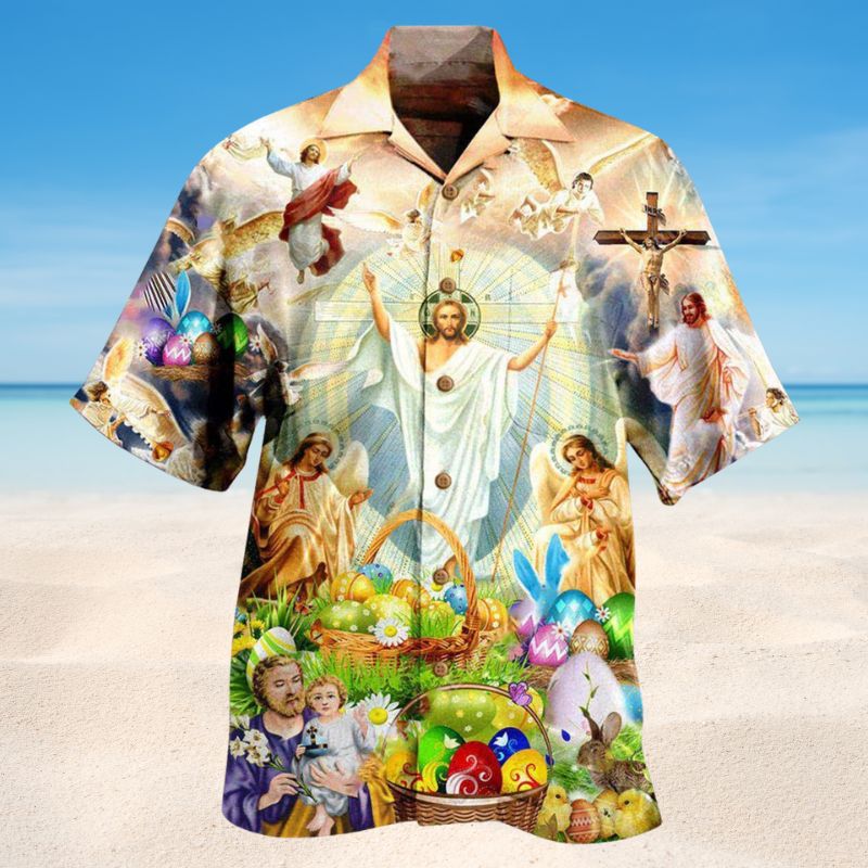 Jesus Happy Easter Hawaiian Shirt For Summer Gatherings Festive Travel And Comfortable Everyday Wear