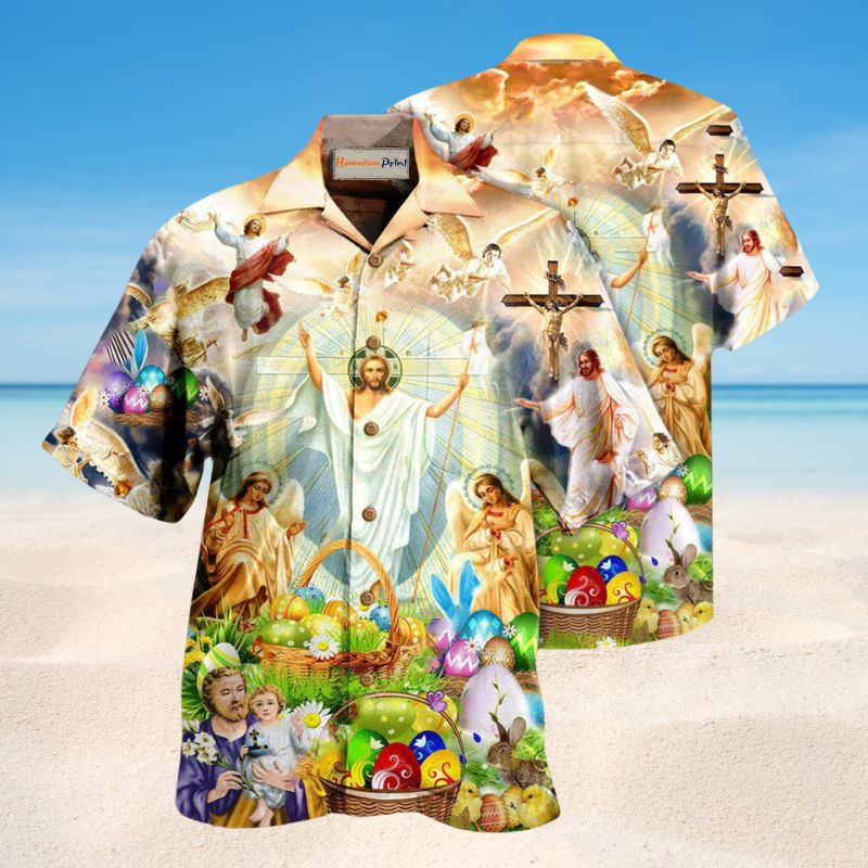 Jesus Happy Easter Hawaiian Shirt For Summer Gatherings Festive Travel And Comfortable Everyday Wear