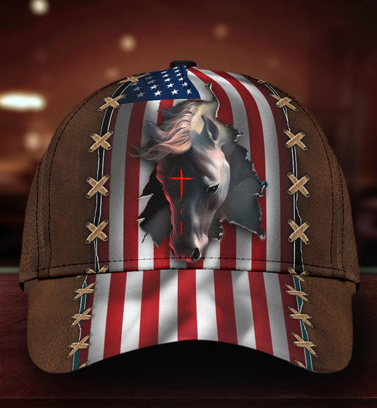 Faith Horse American Flag Classic Cap For Parties Vacations And Relaxed Daily Outfits