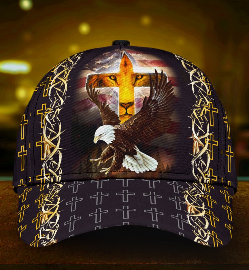 Faith Lion Eagle American Flag Classic Cap For Beach Days Travel And Relaxed Everyday Outfits