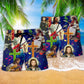 Jesus Guitar Music Notes Beach Shorts Pattern Detail For Poolside Fun And Easygoing Coastal Style
