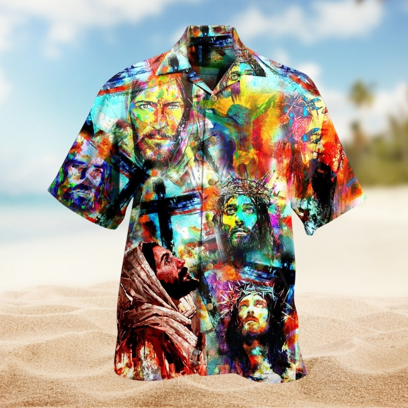 Colorful Faith Peace Hawaiian Shirt For Tropical Holidays, Outdoor Gatherings, And Everyday Comfort