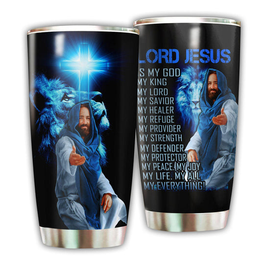 Jesus Is My God Blue 20 Oz Tumbler For Coffee Travel And Daily Drinks