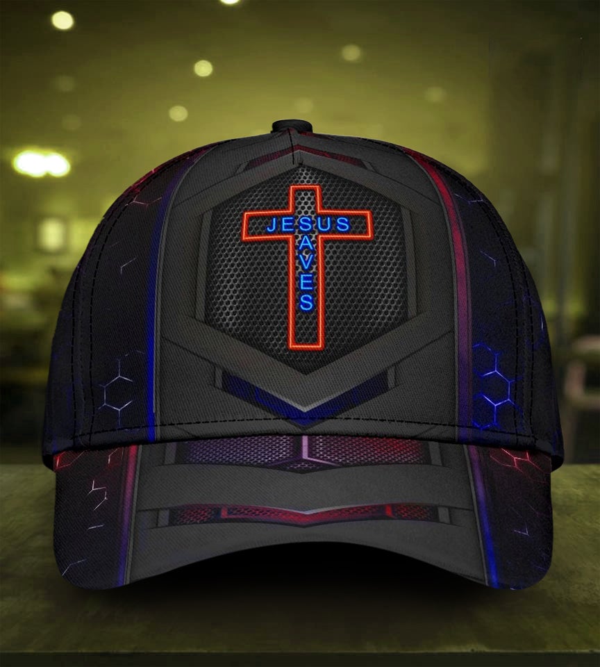 Faith Saves Cross Carbon Pattern Classic Cap For Comfortable Casual Wear Holidays And Outdoor Trips