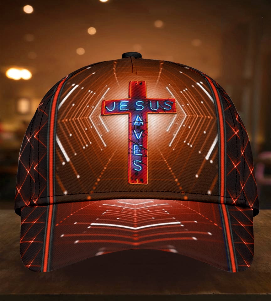 Faith Saves Neon Cross Pattern Classic Cap For Vacation Style Outdoor Activities And Daily Comfort