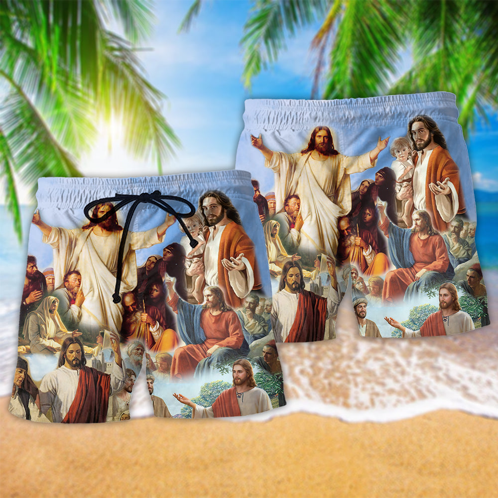 Christian Faith Sky Beach Shorts Pattern Detail For Poolside Fun And Lightweight Summer Style