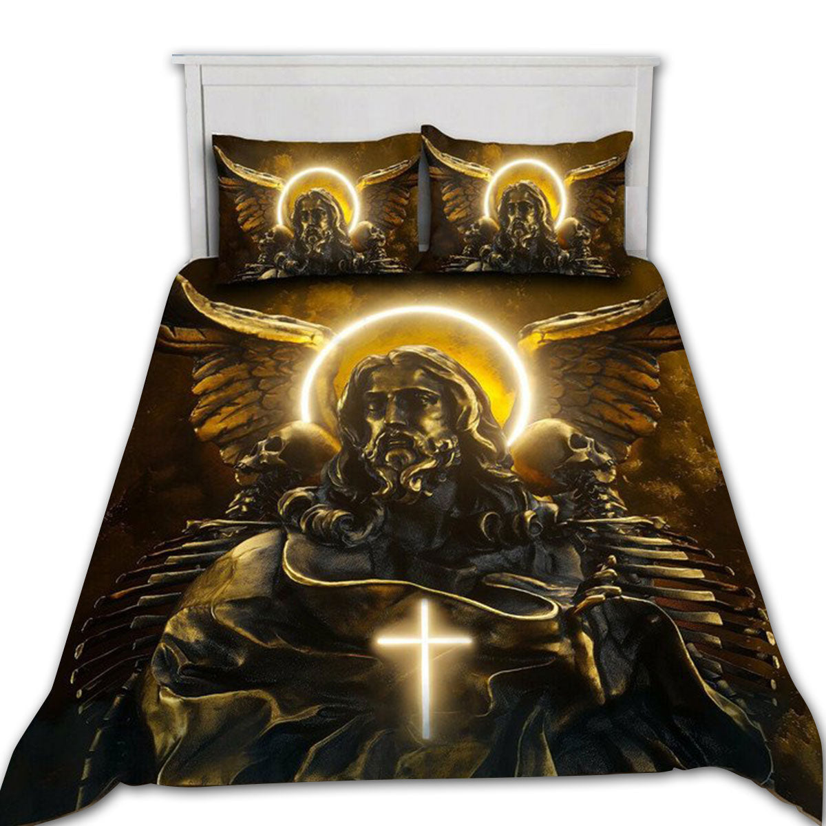 Jesus Strong Wing Cross Bedding Cover For Faith Bedroom Decor