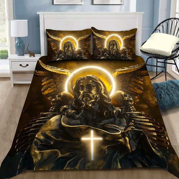 Jesus Strong Wing Cross Bedding Cover For Faith Bedroom Decor