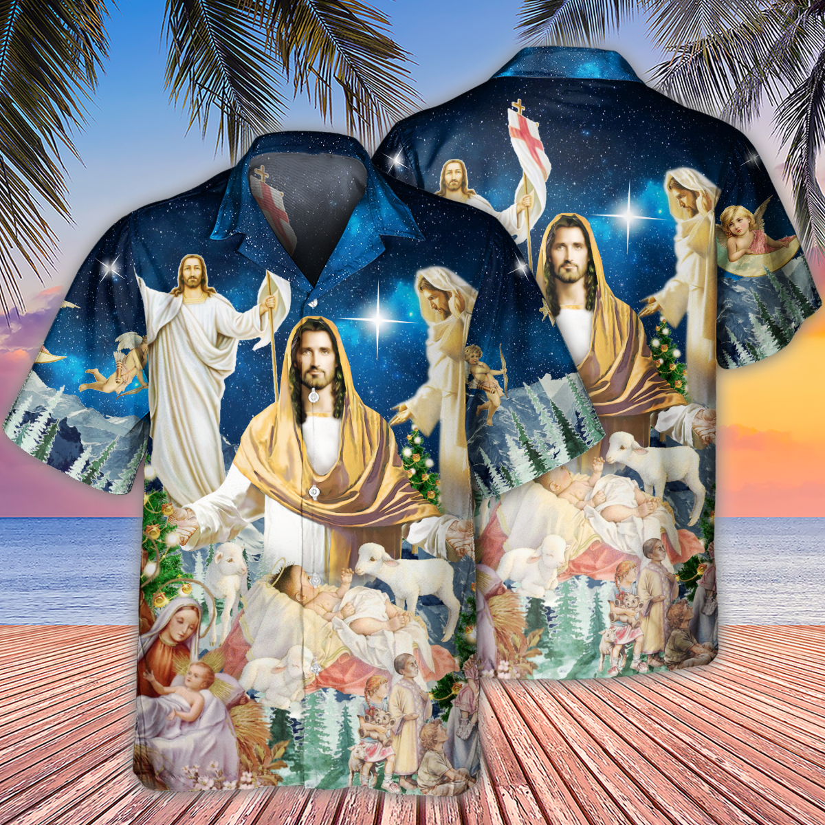 Faith Christmas Miracle Night Hawaiian Shirt Artwork Detail For Resort Trips And Outdoor Activities