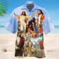 Faith Sky Background Hawaiian Shirt For Summer Vacation, Beach Travel, And Casual Wear