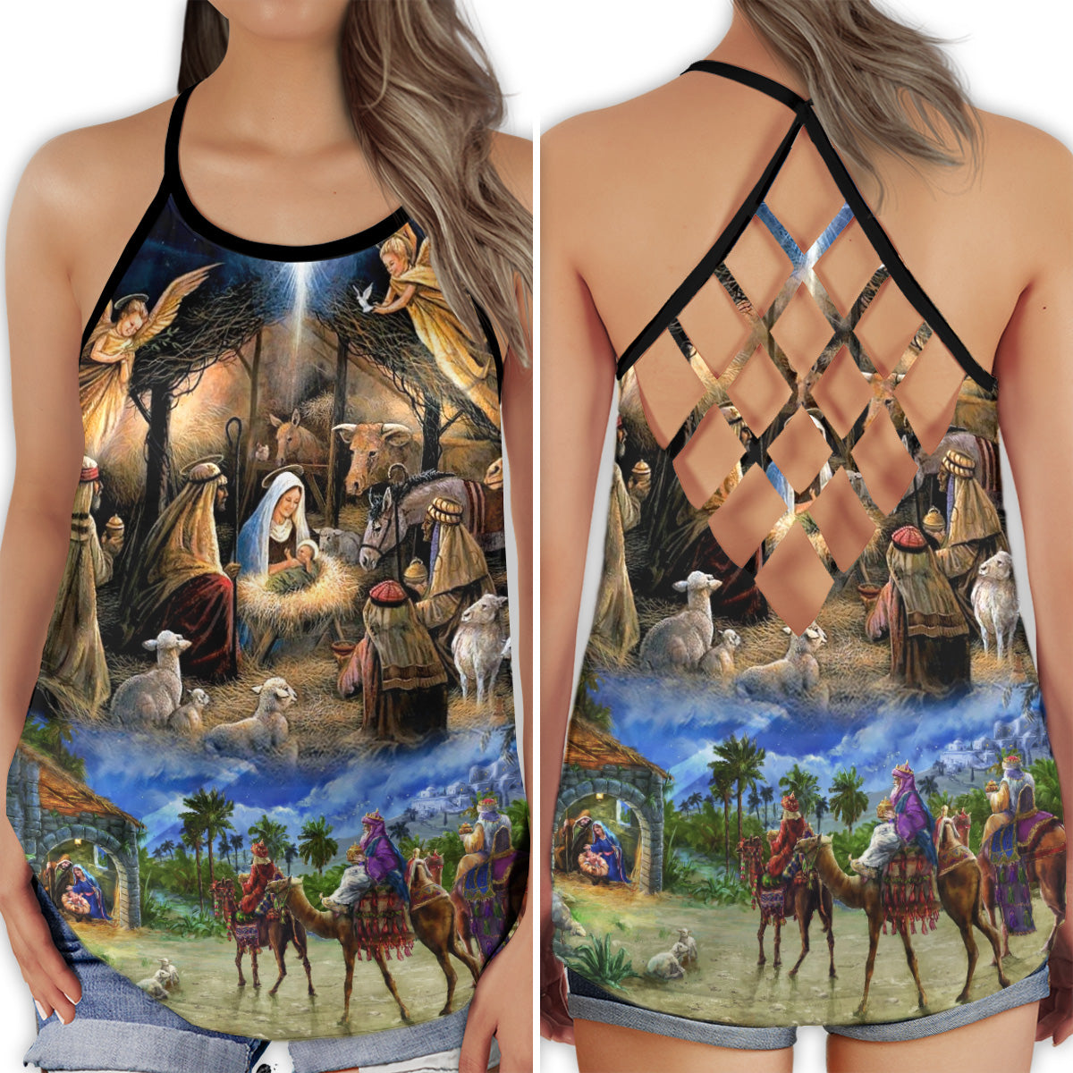 Faith Brings Happiness Hollow Tank Top For Yoga Workouts And Casual Wear