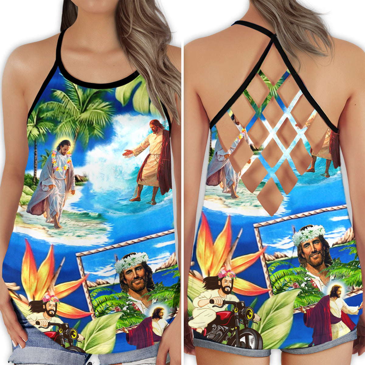 Faith Save My Life Tropical Hollow Tank Top For Yoga Workouts And Casual Wear