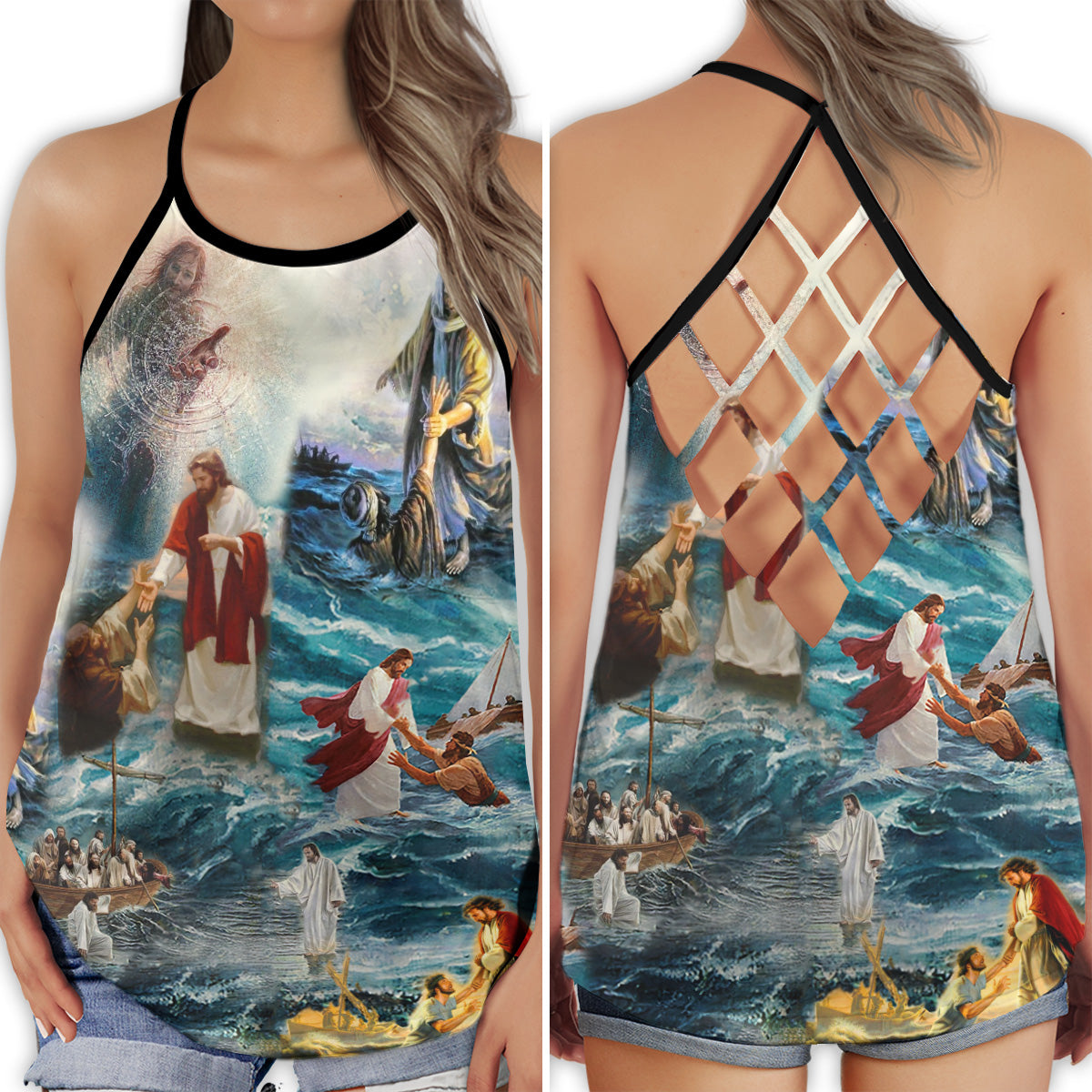 Faith Savior Life Hollow Tank Top For Yoga Workouts And Casual Wear