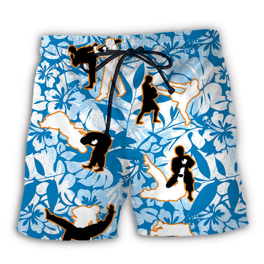 Jujitsu Strength Tropical Floral Beach Shorts For Summer Vacation And Coastal Travel