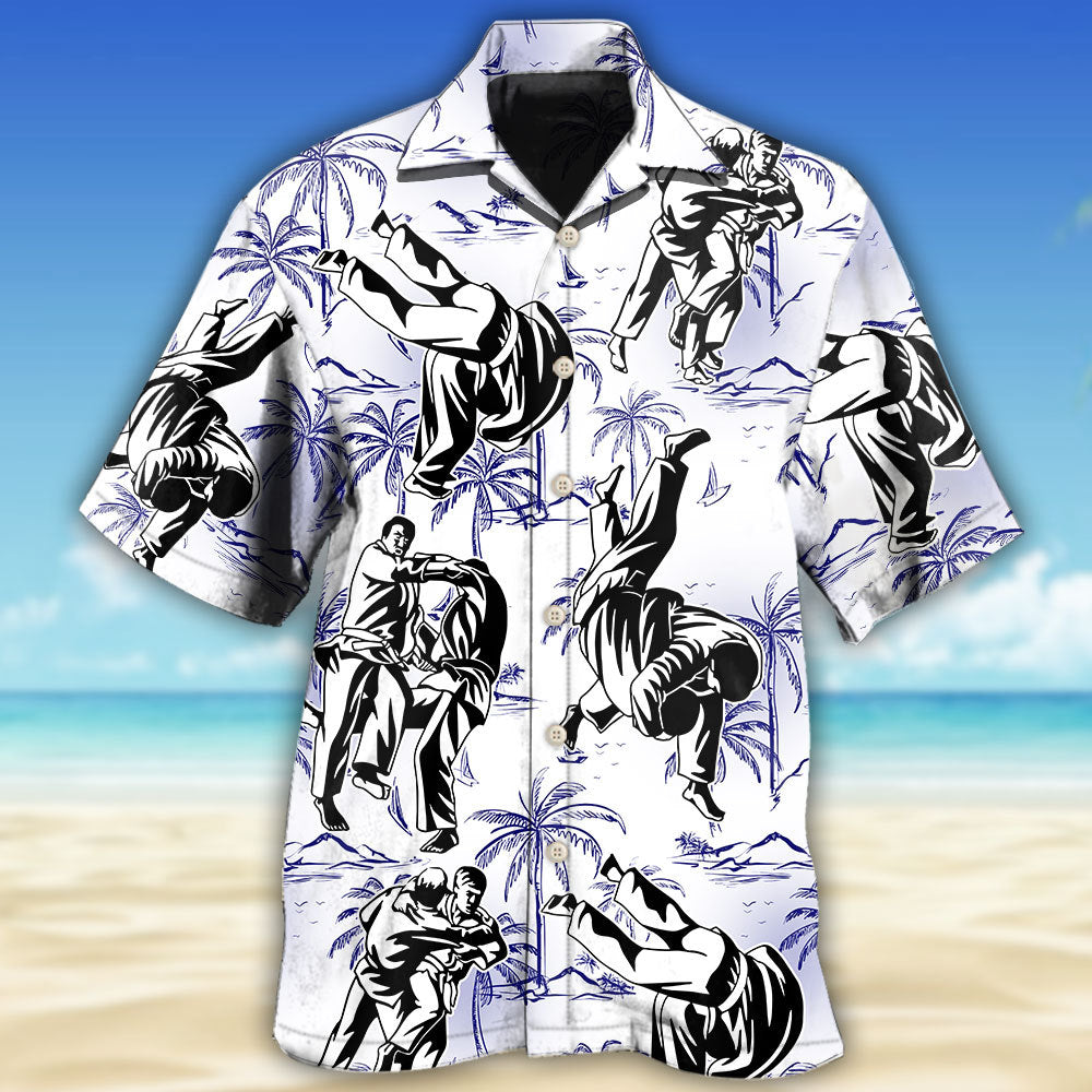 Tropical Judo Hawaiian Shirt With All Over Print For Summer Travel Coastal Events And Thoughtful Gift Giving