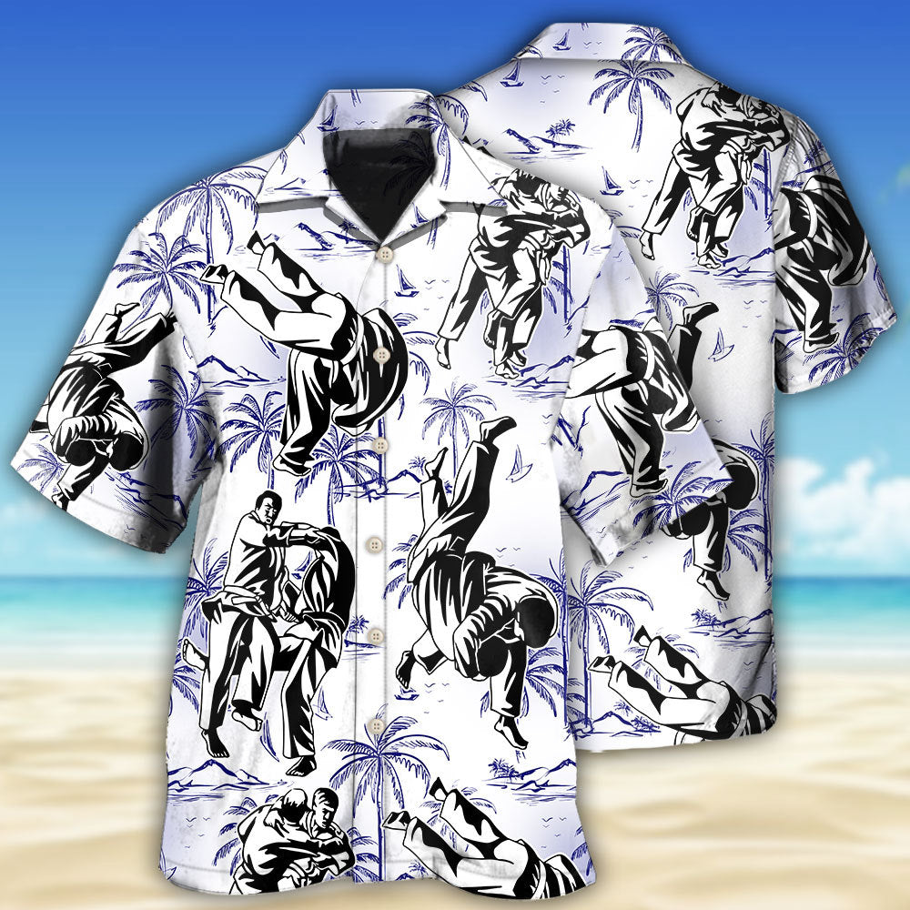 Tropical Judo Hawaiian Shirt With Detailed Graphic For Summer Travel Coastal Events And Thoughtful Gift Giving