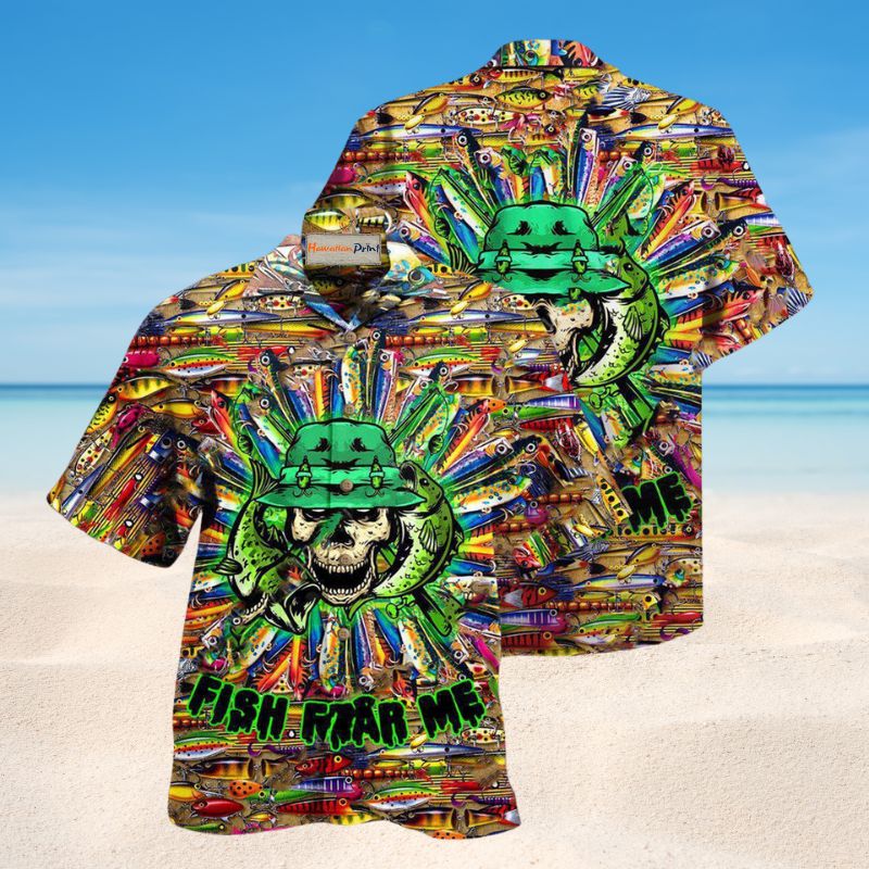 Just A Man Who Loves Fishing Skull Hawaiian Shirt For Summer Vacation Beach Travel And Relaxed Casual Wear