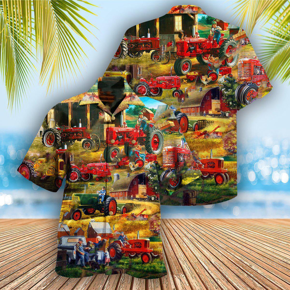 Funny Tractor Hawaiian Shirt For Coastal Adventures And Warm Weather Wear
