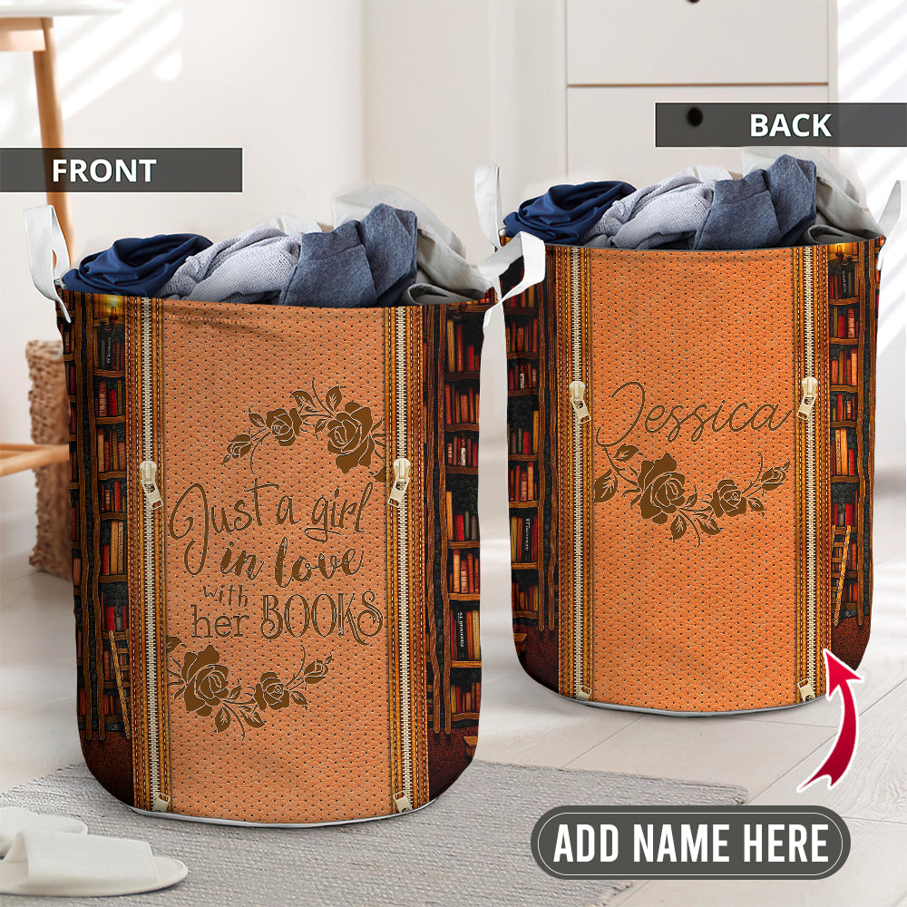Just A Girl In Love With Her Books Laundry Basket For Bathroom Bedroom Storage