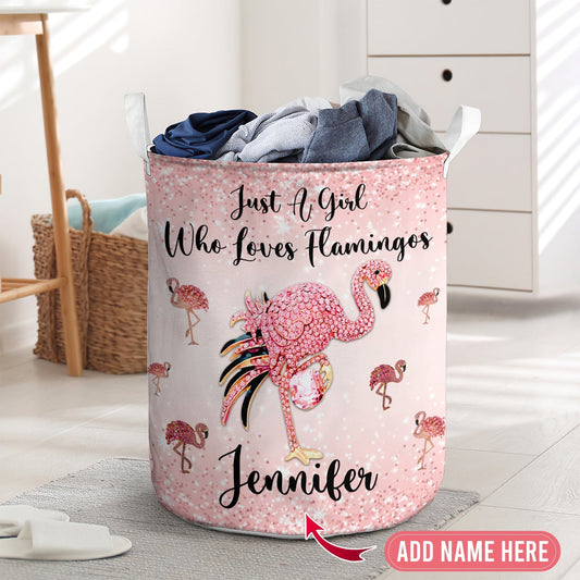 Just A Girl Who Loves Flamingo Laundry Basket For Bathroom Bedroom Storage