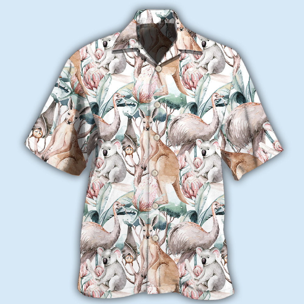 Cute Kangaroo Hawaiian Shirt With All Over Print For Vacation Getaways Resort Wear And Casual Celebrations