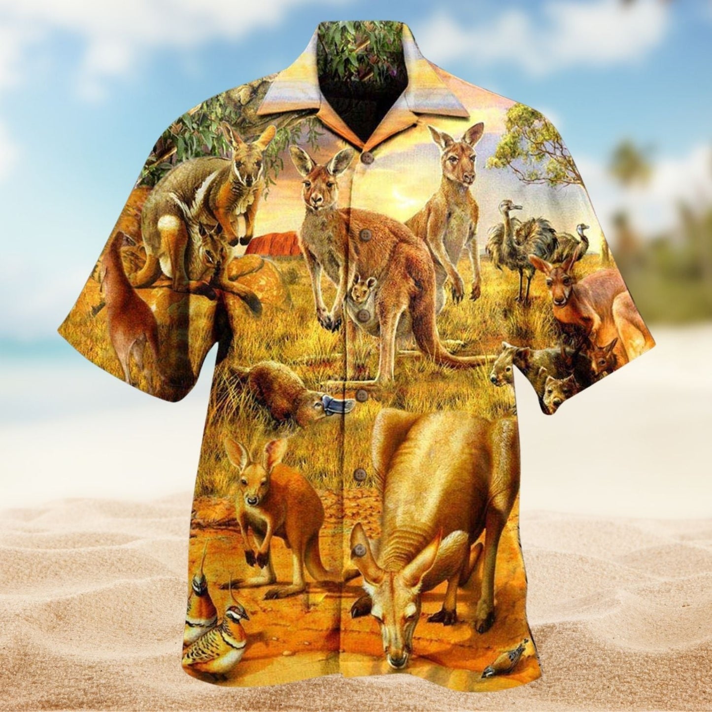 Kangaroo Spirit Animal Hawaiian Shirt For Resort Vacations Animal Fans And Casual Warm Weather Style