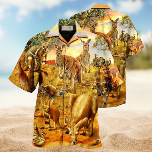 Kangaroo Spirit Animal Hawaiian Shirt For Resort Vacations Animal Fans And Casual Warm Weather Style