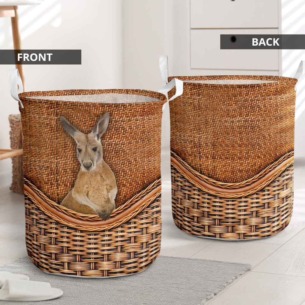 Kangaroo Rattan Texture Laundry Basket For Room Home Organizer