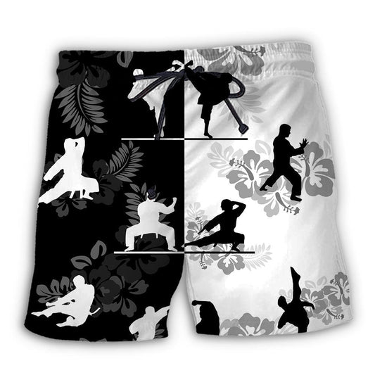 Karate Strength Tropical Floral Beach Shorts Design Detail For Coastal Escapes And Daily Wear