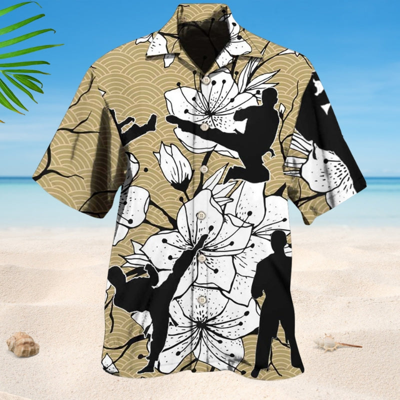 Karate Creative Pattern Hawaiian Shirt For Island Vacations, Resort Wear, And Relaxed Seasonal Style