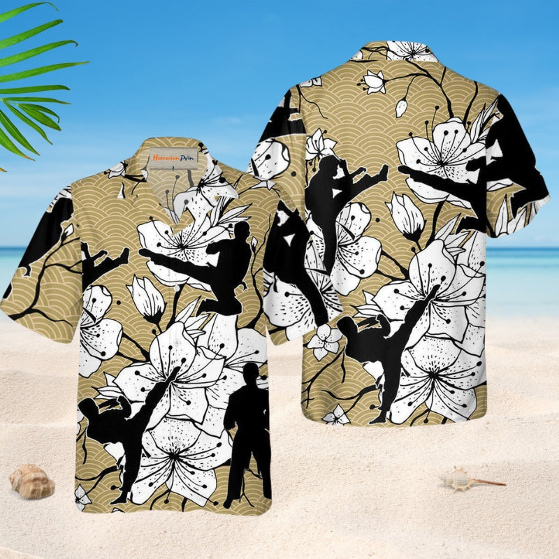 Karate Creative Pattern Hawaiian Shirt For Island Vacations, Resort Wear, And Relaxed Seasonal Style