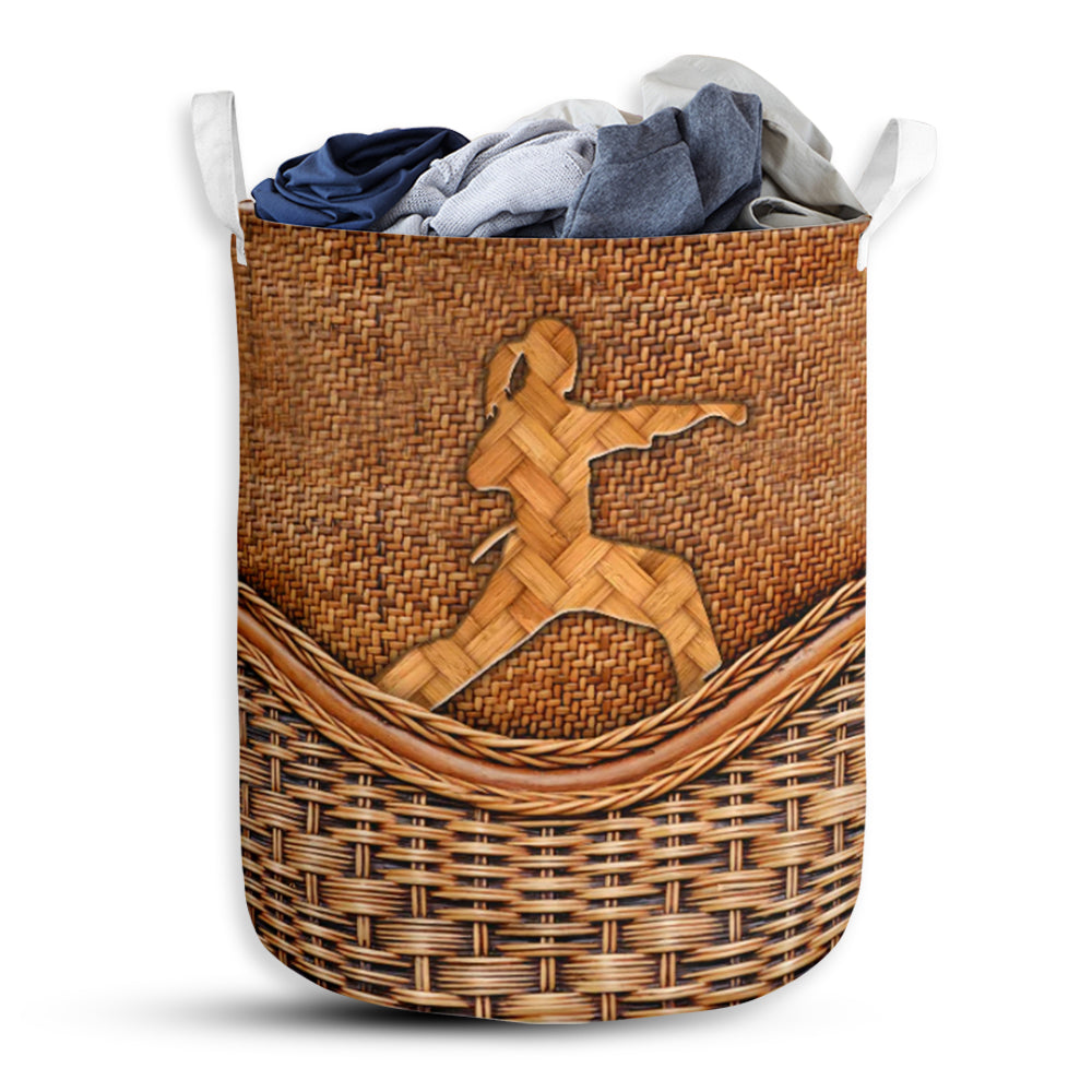 Karate Rattan Texture Laundry Basket For Bathroom Bedroom Storage