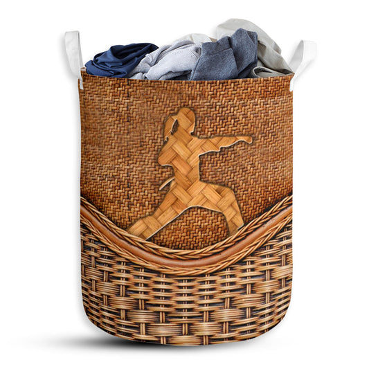 Karate Rattan Texture Laundry Basket For Bathroom Bedroom Storage