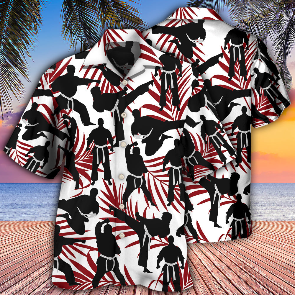 Tropical Karate Hawaiian Shirt With Detailed Graphic For Tropical Escapes Resort Wear And Outdoor Celebrations