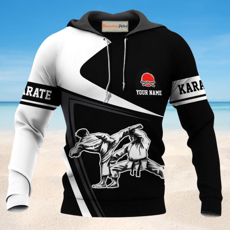 Black White Karate Personalized Hoodie For Everyday Wear Outdoor Adventures And Comfortable Style