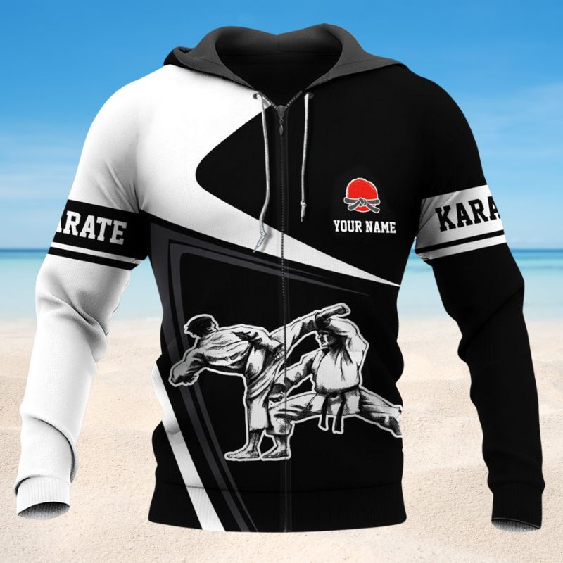 Black White Karate Personalized Hoodie For Everyday Wear Outdoor Adventures And Comfortable Style