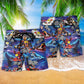 Kart Racing Blue Beach Shorts Pattern Detail For Casual Summer Plans And Easy Warm Weather Wear