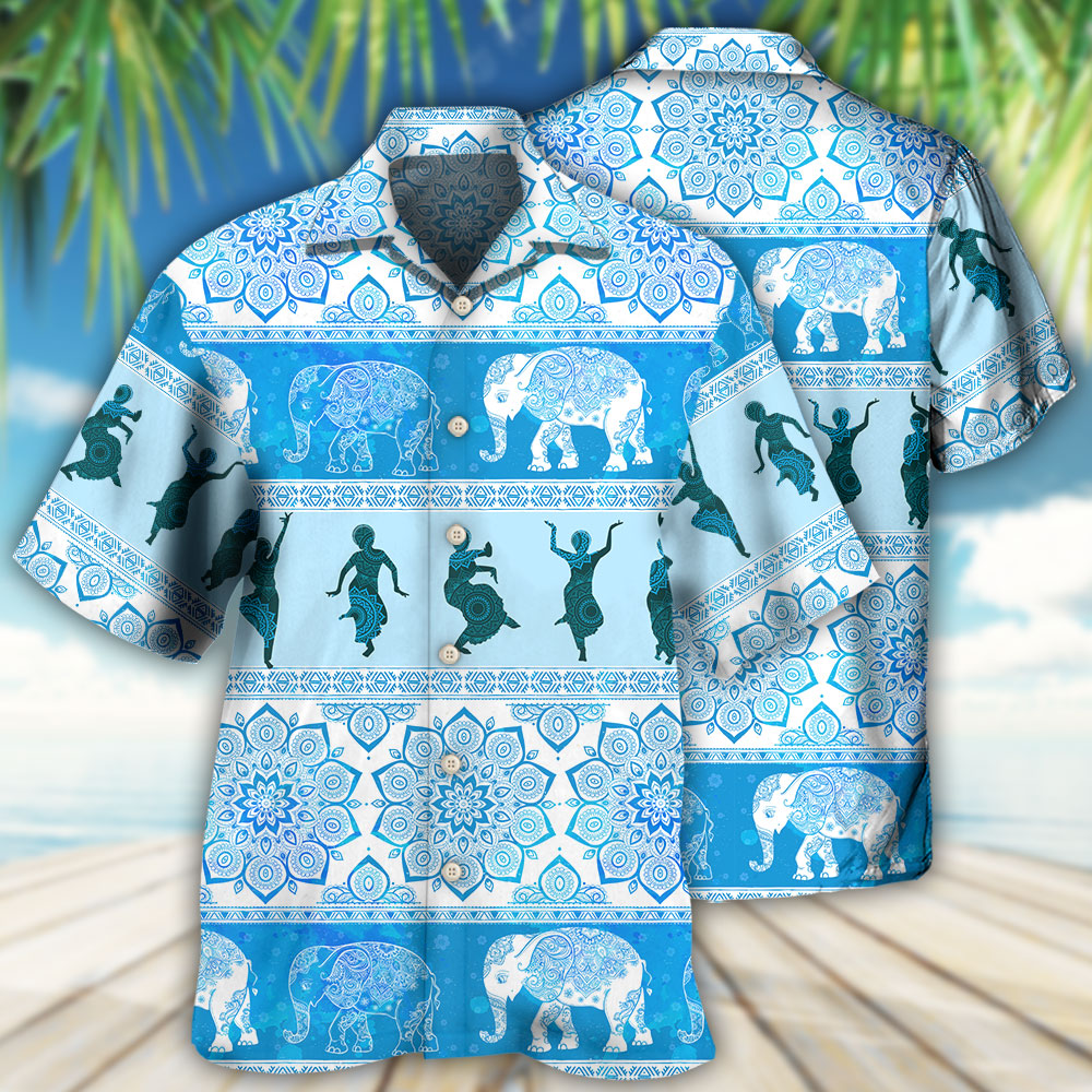 Elephant Kathak Hawaiian Shirt For Summer Events And Casual Outdoor Wear