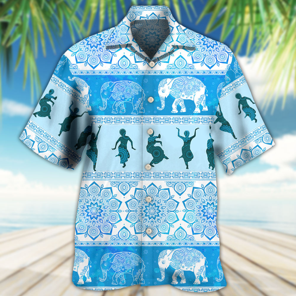Elephant Kathak Hawaiian Shirt Design Detail For Beach Days And Holiday Travel