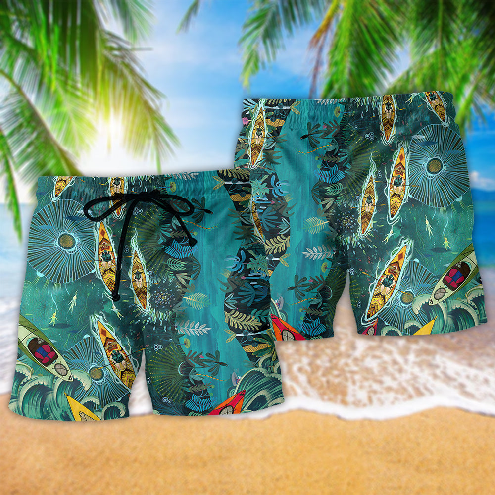 Kayaking I'd Rather Be Kayaking Hawaiian Print Beach Shorts For Resort Trips And Casual Comfort