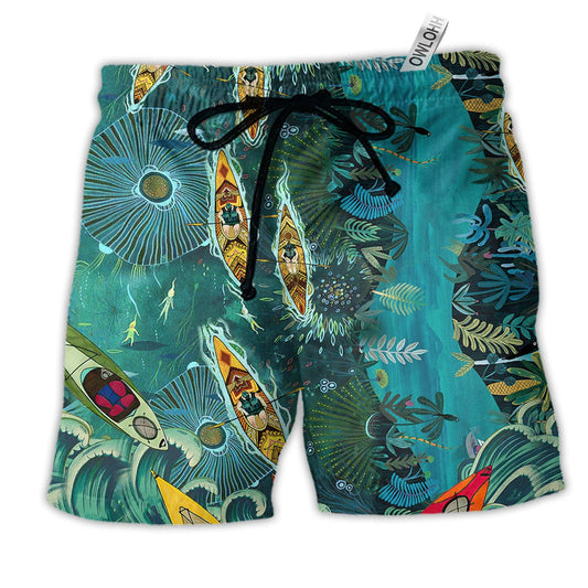 Kayaking I'd Rather Be Kayaking Hawaiian Print Beach Shorts For Weekend Recreation And Style