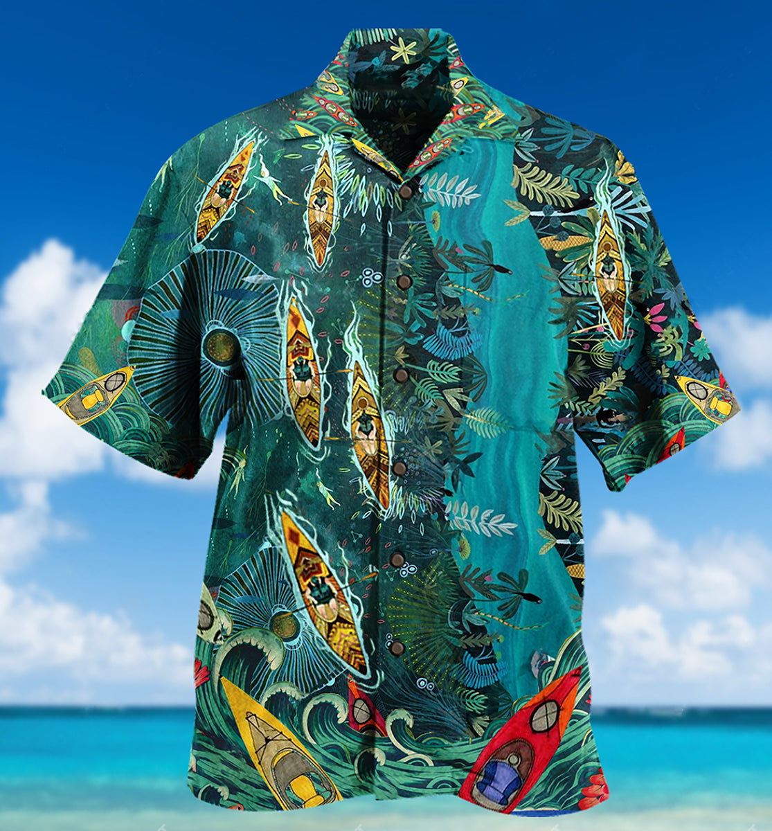 Kayaking I'd Rather Hawaiian Shirt For Resort Getaways And Comfortable Summer Activities