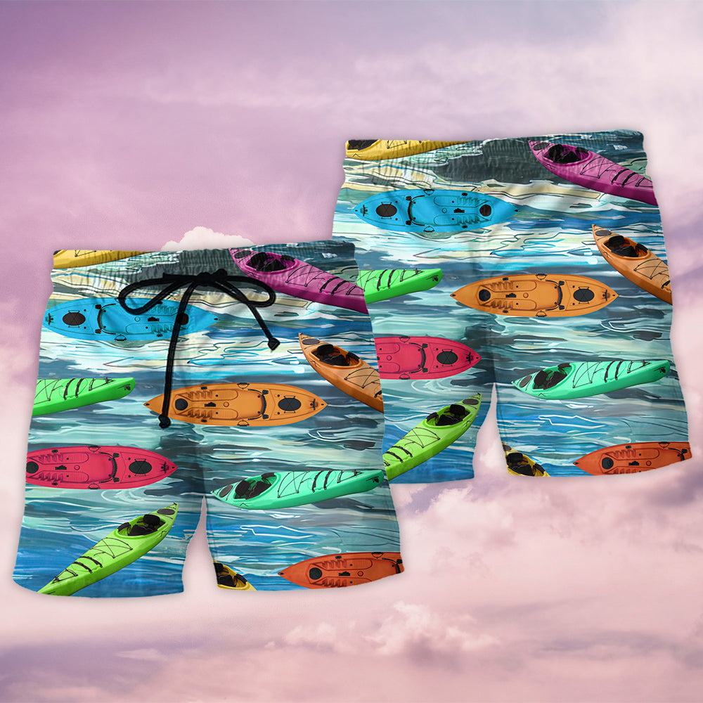 Kayaking Adventure Time Quote Beach Shorts Artwork View For Seaside Trips And Casual Style