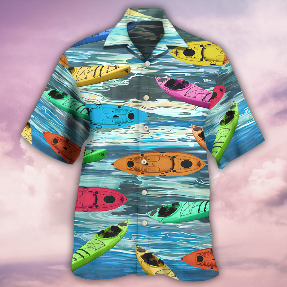 Kayaking Hawaiian Shirt Artwork Detail For Tropical Trips And Casual Outings