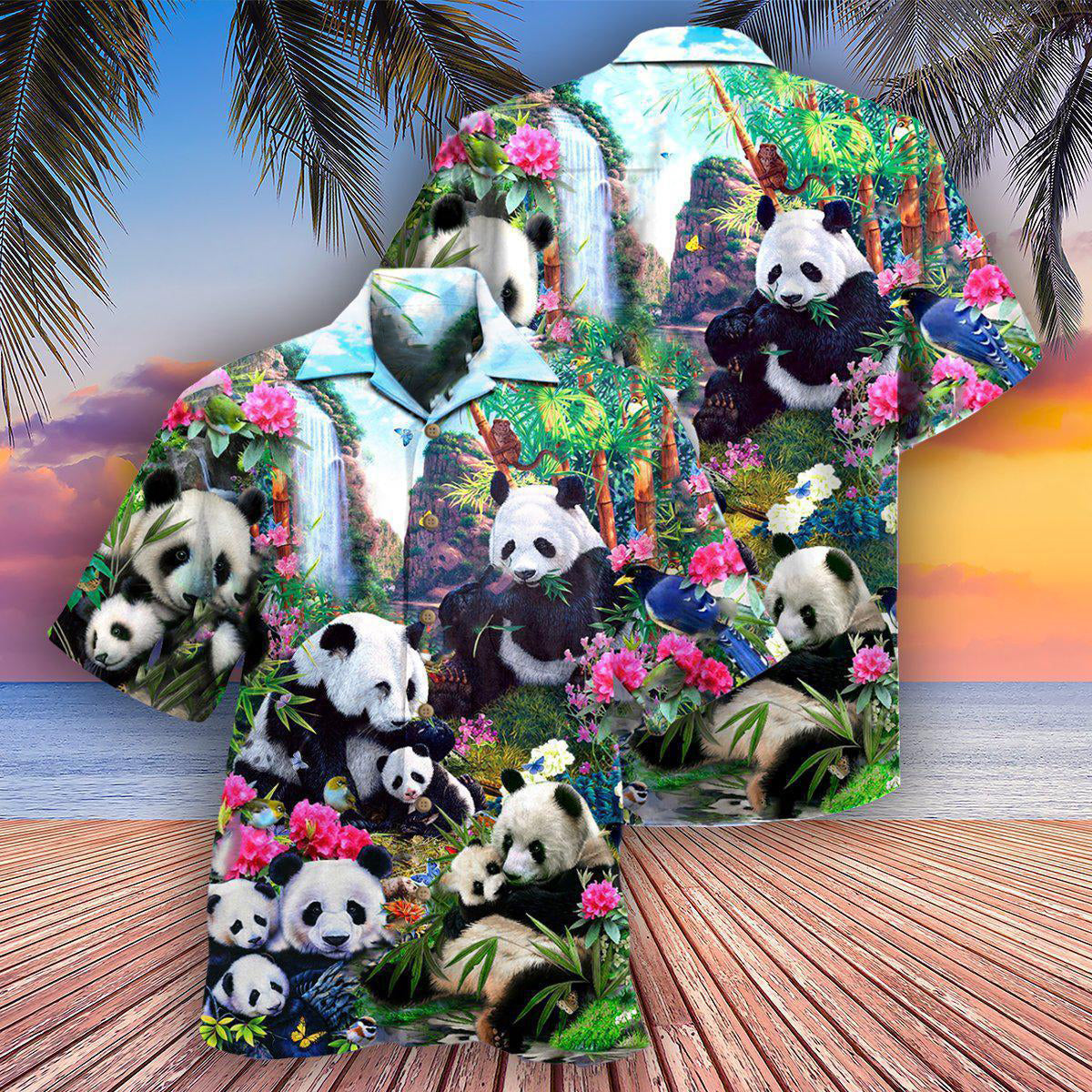 Panda Hug Hawaiian Shirt For Beach Parties And Weekend Getaways