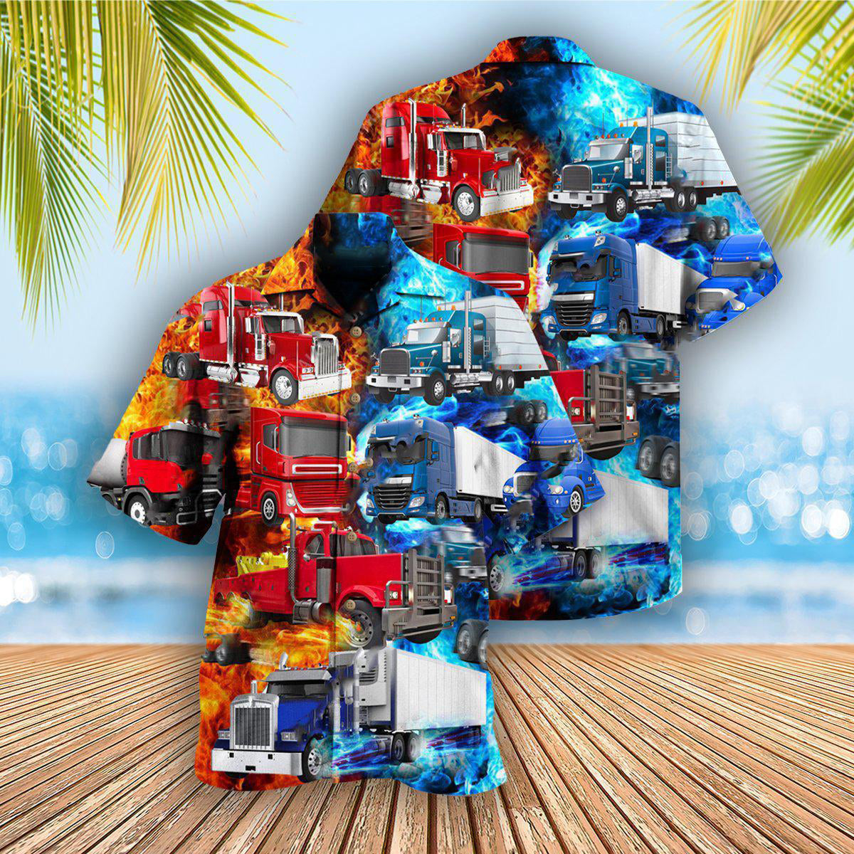 Truck Trucking Driver Hot Hawaiian Shirt Pattern View For Relaxed Warm Weather Outfits